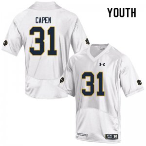 Notre Dame Fighting Irish Youth Cole Capen #31 White Under Armour Authentic Stitched College NCAA Football Jersey RMW7699AT